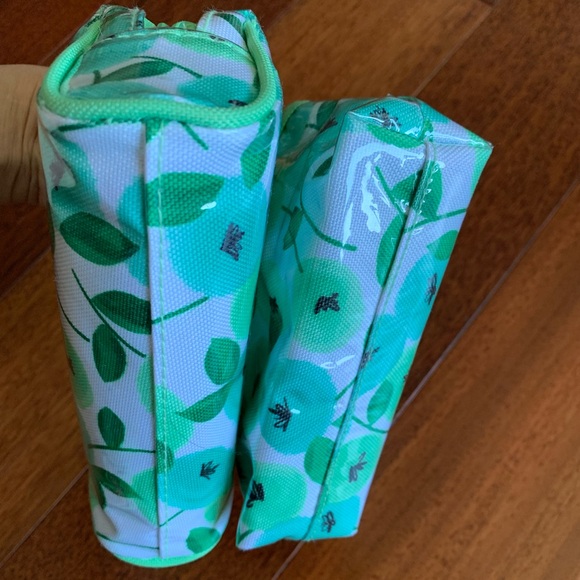 2 Pieces Double-Layer Bags/Pouches, Green Floral - Picture 4 of 16